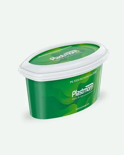 750 ml (25 oz) PP IML plastik kap – Sürülebilir çikolata ambalajı | Oval şekil